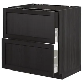 IKEA METOD МЕТОД / MAXIMERA МАКСІМЕРА, підлог шафа д / мийки+2 фр пан / 2 шух, чорний / Лерхіттан, пофарбований у чорний колір, 80x60 см 792.601.13 фото
