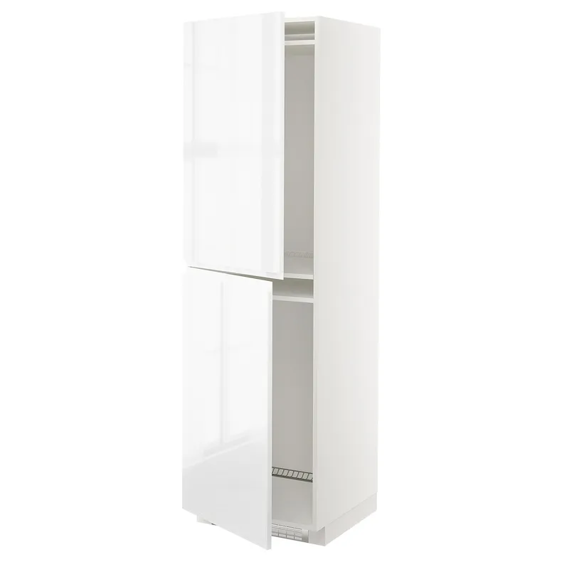 IKEA METOD МЕТОД, висока шафа для холодильнка / морозил, білий / ВОКСТОРП глянцевий / білий, 60x60x200 см 592.540.33 фото №1