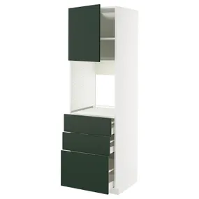 IKEA METOD МЕТОД / MAXIMERA МАКСІМЕРА, висока шафа д/духов з дверц/3 шухл, білий / Хавсторп темно-зелений, 60x60x200 см 995.568.92 фото