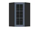 BRW Верхний кухонный шкаф Verdi 60 см левый угол с витриной mystic matt, черный/матовый FL_GNWU_60/95_LV-CA/MIM фото thumb №1