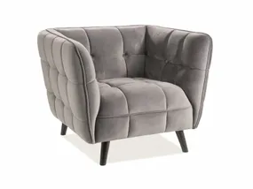 Мягкое кресло бархатное SIGNAL CASTELLO Velvet 1, Bluvel 14 - серый фото