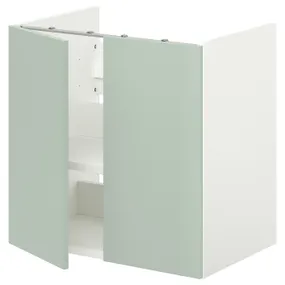 IKEA ENHET ЭНХЕТ, напольн шкаф д / раковины / полка / двери, белый / бледный серо-зеленый, 60x42x60 см 294.968.73 фото