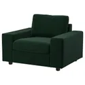 IKEA VIMLE ВІМЛЕ, крісло, з широкими підлокітниками Djuparp/темно-зелений 094.768.71 фото thumb №1