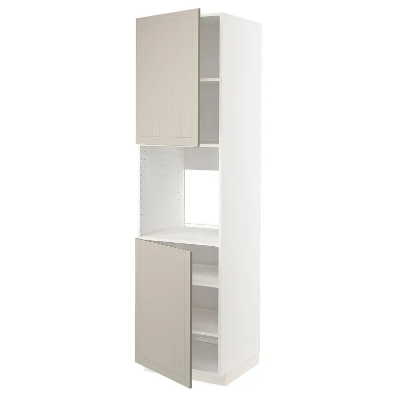 IKEA METOD МЕТОД, висока шафа для дух, 2 дверцят / пол, білий / стенсундський бежевий, 60x60x220 см 294.610.34 фото №1