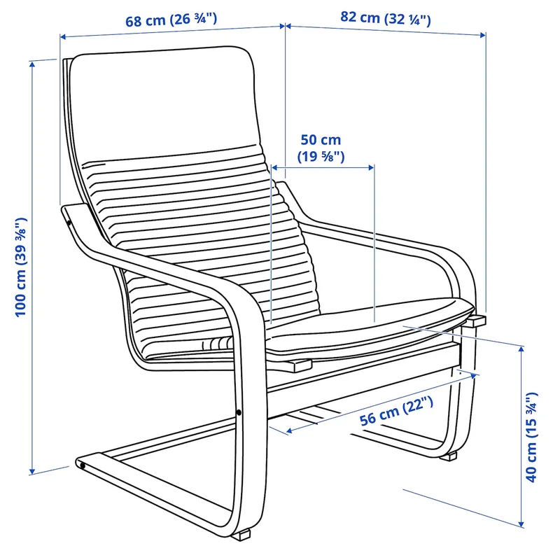 IKEA POÄNG ПОЕНГ, крісло та підставка для ніг, коричневий / КНІСА світло-бежевий 194.842.29 фото №8