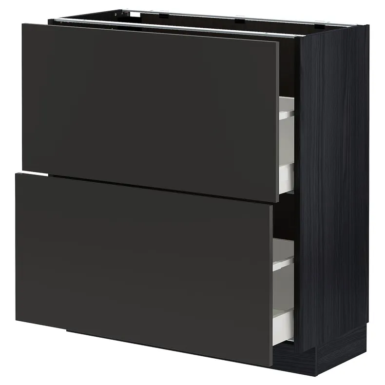 IKEA METOD МЕТОД / MAXIMERA МАКСИМЕРА, напольный шкаф с 2 ящиками, черный / никебо матовый антрацит, 80x37 см 094.975.81 фото №1