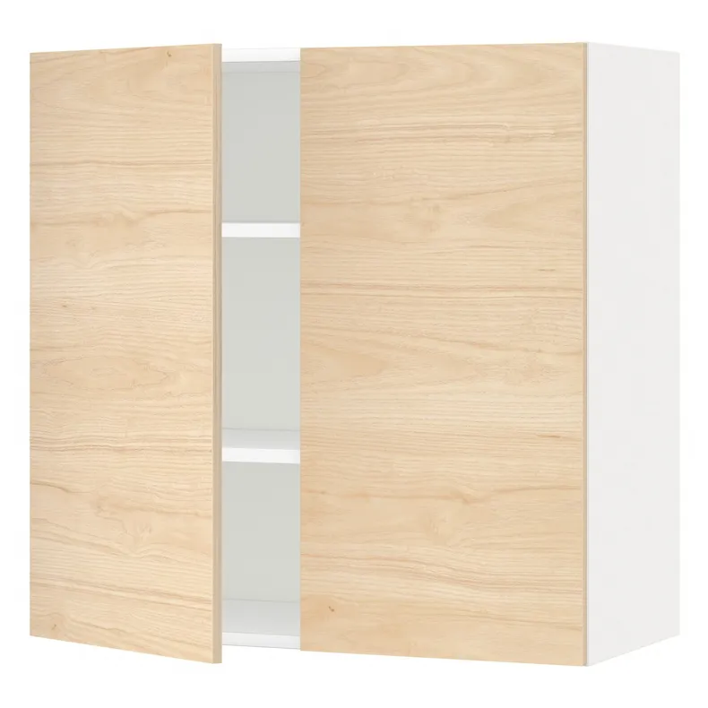 IKEA METOD МЕТОД, навісна шафа з полицями / 2 дверцят, білий / АСКЕРСУНД під світлий ясен, 80x80 см 494.576.20 фото №1