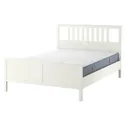 IKEA HEMNES ХЕМНЕС, каркас ліжка з матрацом, біла морилка / ВАЛЕВОГ жорсткий, 160x200 см 295.368.12 фото thumb №1