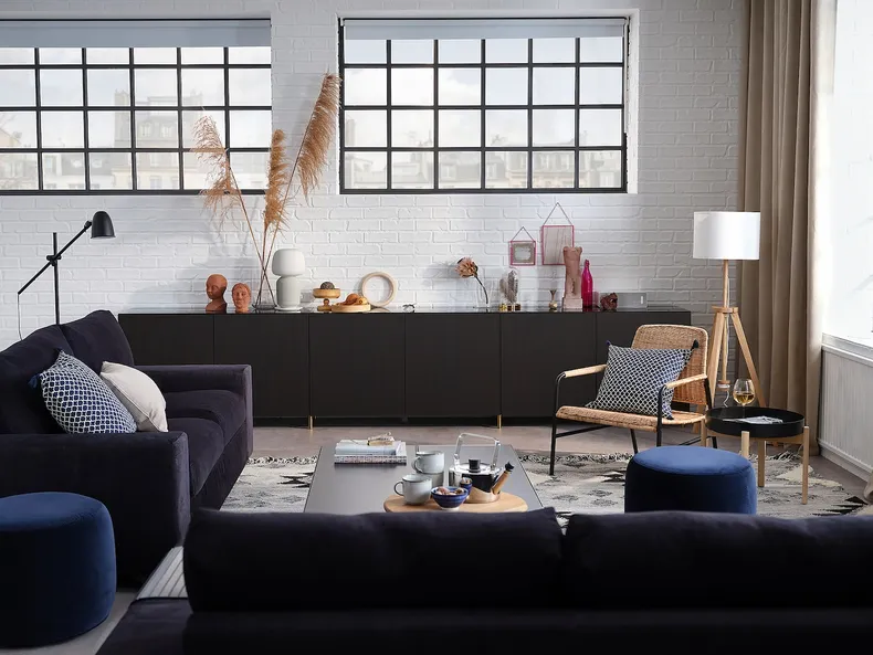 IKEA VIMLE ВІМЛЕ, 2-місний диван, з широкими підлокітниками / САКСЕМАРА чорно-синій 394.005.54 фото №4