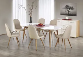 Кухонний стіл розкладний HALMAR EDWARD 120-200x100 см дуб медовий / білий; ніжки : дуб медовий фото