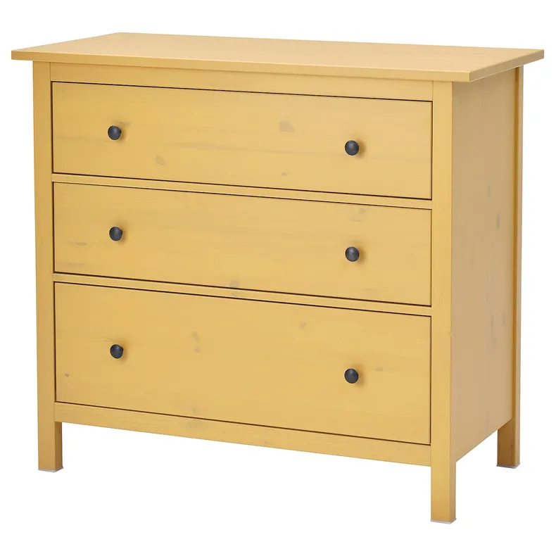 IKEA HEMNES ХЕМНЕС, комод із 3 шухлядами, жовта пляма, 108x96 см 605.857.96 фото №1