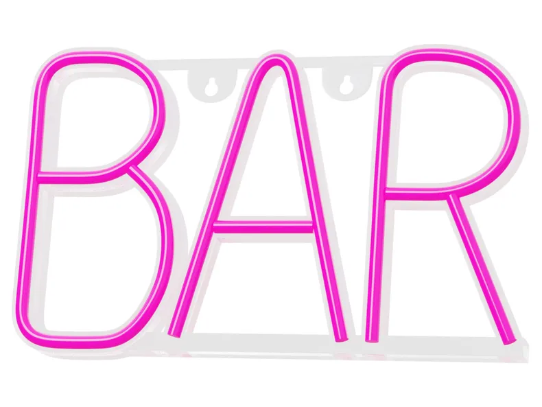 BRW Неоновий настінний світильник Bar LED рожевий 093800 фото №1