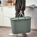 IKEA DAMMÄNG ДАММЭНГ, контейнер с крышкой, серо-зеленый, 48 L фото thumb №5