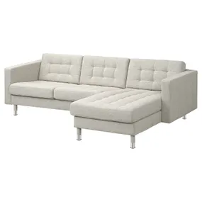 IKEA LANDSKRONA ЛАНДСКРУНА, 3-місний диван, з металевим шезлонгом Gunnared/бежевий 394.353.32 фото