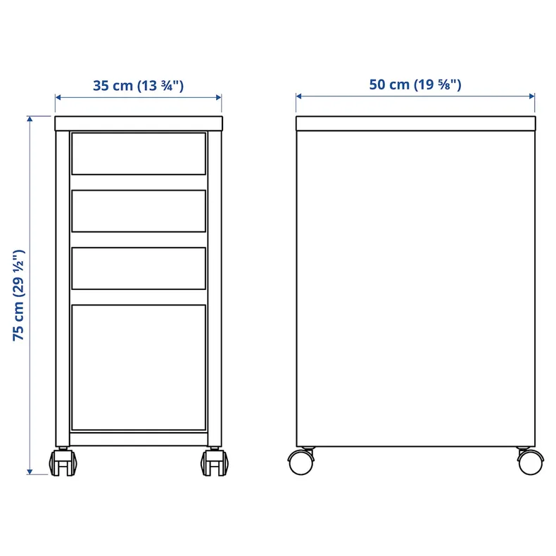 IKEA MICKE МИККЕ, тумба с отделением для папок, черный и коричневый, 35x75 см 402.447.51 фото №3