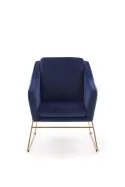 Крісло м'яке HALMAR SOFT 3 золотий каркас, темно-синій фото thumb №4