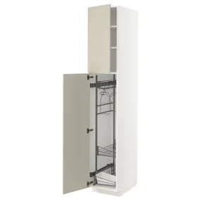 IKEA METOD МЕТОД, висока шафа із приладд д / прибирання, білий / хавсторпський бежевий, 40x60x220 см 894.629.74 фото