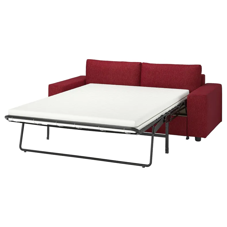 IKEA VIMLE ВИМЛЕ, 2-местный диван-кровать, с широкими подлокотниками/Lejde красный/коричневый 595.375.51 фото №1
