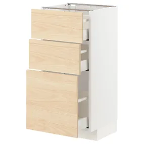IKEA METOD МЕТОД / MAXIMERA МАКСИМЕРА, напольный шкаф с 3 ящиками, белый / аскерсундский узор светлый ясень, 40x37 см 793.357.07 фото