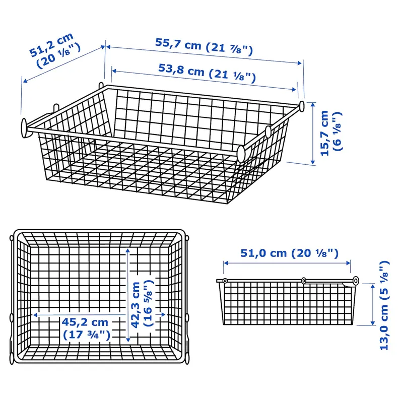 IKEA HJÄLPA ХЬЄЛПА, дротяний кошик із напрямною рейкою, білий, 60x55 см фото №3