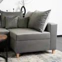 Угловой диван бархатный MEBEL ELITE MARKUS Velvet, 238 см, серый (правый) фото thumb №5