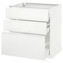 IKEA METOD МЕТОД / MAXIMERA МАКСИМЕРА, напольный шкаф с 3 ящиками, белый / Воксторп матовый белый, 80x60 см 891.128.05 фото