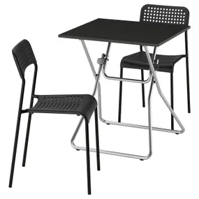 IKEA GUNDE ГУНДЕ / ADDE АДДЕ, стол и 2 стула, складной черный/черный, 67x67 см 095.648.01 фото