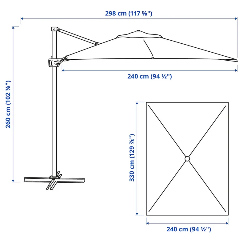 IKEA SEGLARÖ СЕГЛАРО, парасоля від сонця, підвісна, антрацит/схил, 330x240 см 205.320.07 фото №5