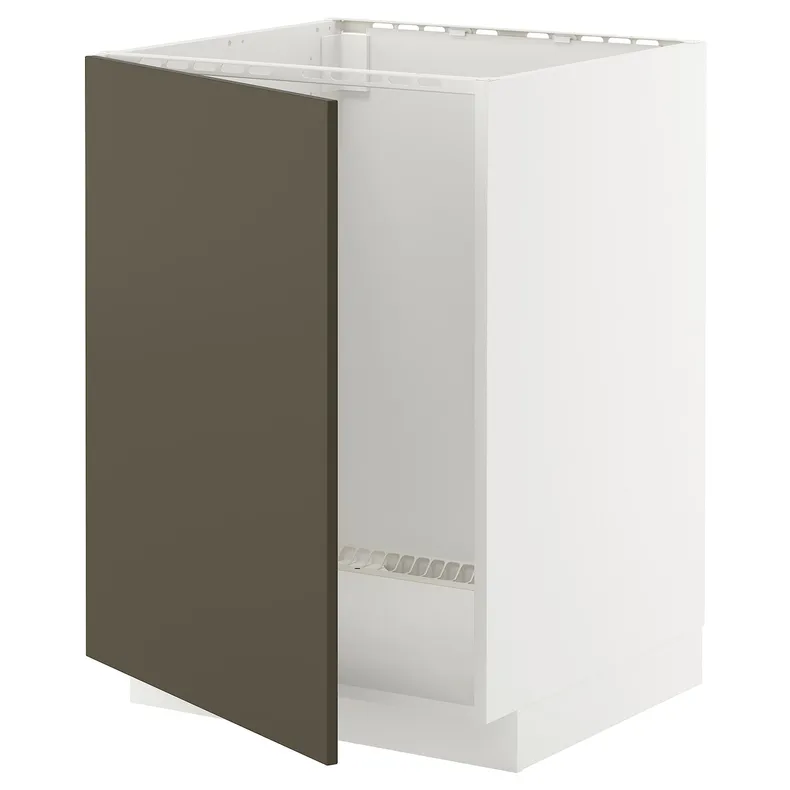 IKEA METOD МЕТОД, підлогова шафа для мийки, білий/хавсторп коричневий/бежевий, 60x60 см 695.582.46 фото №1