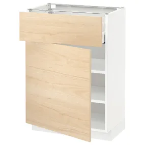 IKEA METOD МЕТОД / MAXIMERA МАКСИМЕРА, напольный шкаф с ящиком / дверцей, белый / аскерсундский узор светлый ясень, 60x37 см 294.670.26 фото