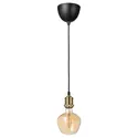 IKEA JÄLLBY ЭЛЛЬБИ / MOLNART МОЛНАРТ, подвесной светильник с лампочкой, Латунь / колокольчик в форме бронзы прозрачное стекло 894.912.26 фото thumb №1