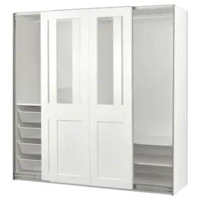 IKEA PAX ПАКС / GRIMO ГРИМО, гардероб с раздвижными дверьми, белый / прозрачное стекло белый, 200x66x201 см 795.022.54 фото
