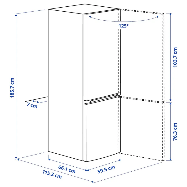 IKEA VINDÅS ВИНДОС, холодильник / морозильник, ИКЕА 300 свободно стоящий / белый, 223 / 120 l 005.680.59 фото №3