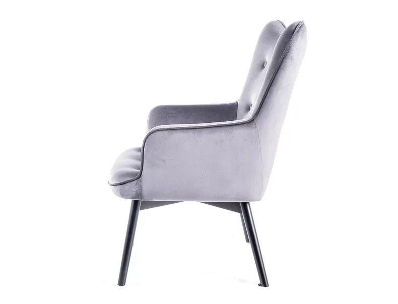 Мягкое кресло бархатное SIGNAL CARMEN Velvet, Bluvel 14 - серый фото №3