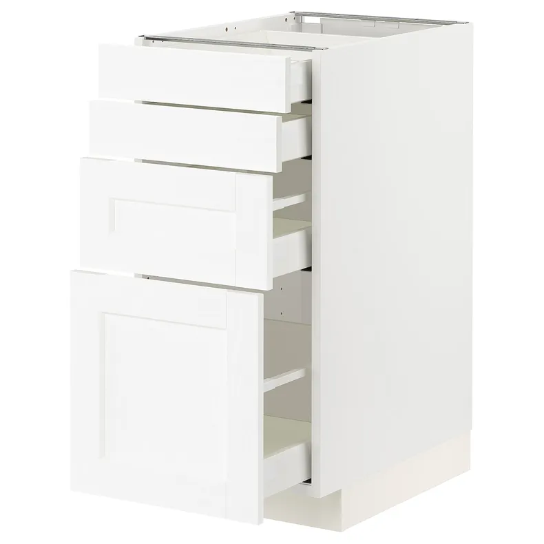 IKEA METOD МЕТОД / MAXIMERA МАКСИМЕРА, напольный шкаф 4 фасада / 4 ящика, белый Энкёпинг / белая имитация дерева, 40x60 см 094.734.29 фото №1