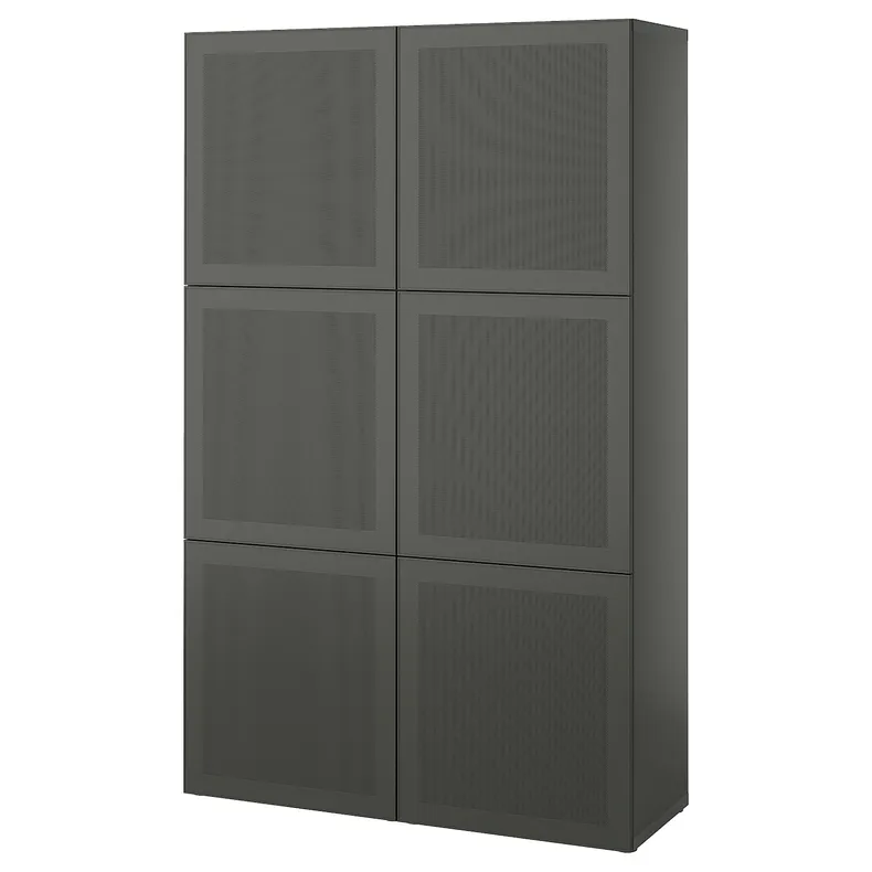 IKEA BESTÅ БЕСТО, комбинация для хранения с дверцами, Темно-серый / Мертвикен темно-серый, 120x42x193 см 095.081.41 фото №1