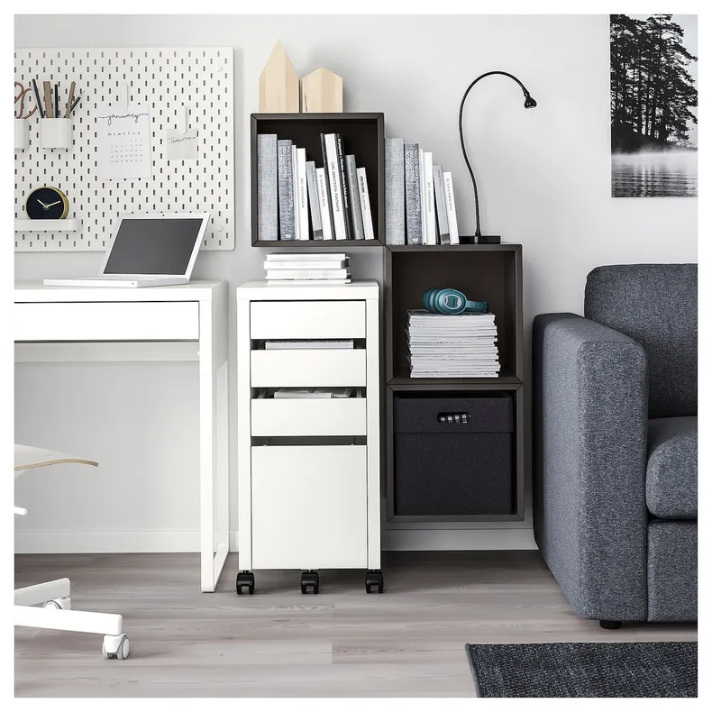 IKEA EKET ЭКЕТ, комбинация настенных шкафов, тёмно-серый, 105x35x70 см 692.863.40 фото №5