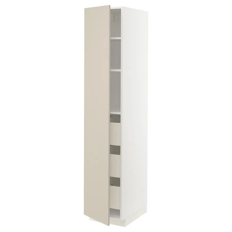 IKEA METOD МЕТОД / MAXIMERA МАКСИМЕРА, высокий шкаф с ящиками, белый / гавсторпский бежевый, 40x60x200 см 994.267.49 фото №1