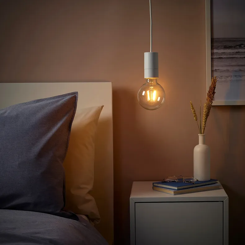 IKEA SUNNEBY СУННЕБЮ / LUNNOM ЛУННОМ, подвесной светильник с лампочкой, белый / прозрачный шар 894.915.04 фото №2