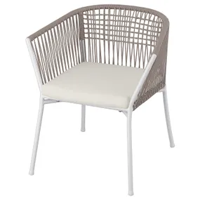 IKEA SEGERÖN СЕГЕРЕН, крісло з підлокітниками, вуличне, білий/бежевий/бежевий Фрессон/Дувхольмен 994.948.42 фото