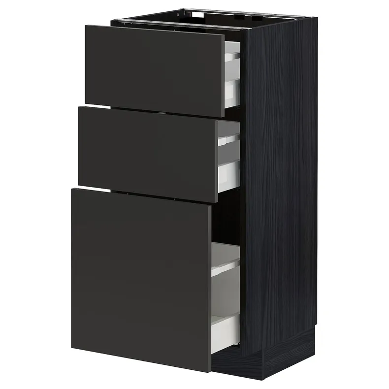 IKEA METOD МЕТОД / MAXIMERA МАКСИМЕРА, напольный шкаф с 3 ящиками, черный / никебо матовый антрацит, 40x37 см 794.982.90 фото №1