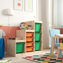 IKEA TROFAST, стеллаж для мусорных контейнеров, Светлая сосна, окрашенная в белый цвет, светло-оранжевый/светло-зеленый, 94x44x91 см 095.743.34 фото thumb №2