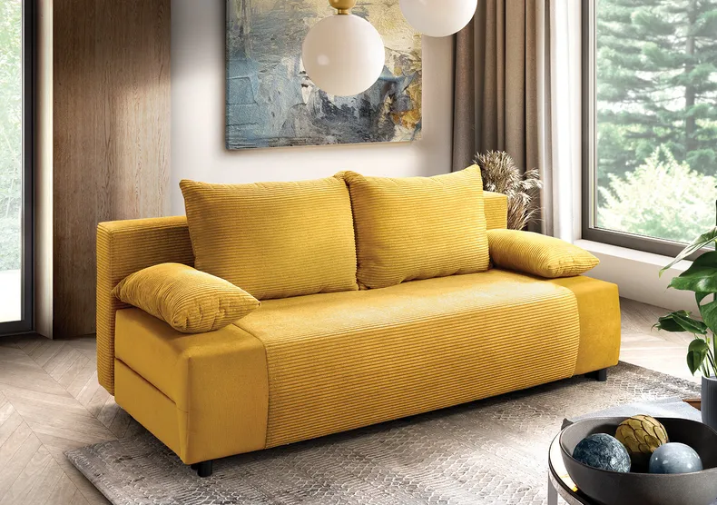 BRW Трехместный диван-кровать Gapi с ящиком для хранения велюровый вельвет желтый SO3-GAPI-LX_3DL-G2-POSO_43 фото №2