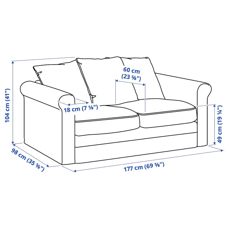 IKEA GRÖNLID ГРЕНЛІД, 2-місний диван, ЛЬЙУНГЕН світло-червоний 594.089.69 фото №8