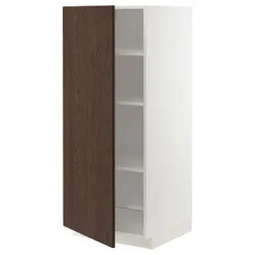 IKEA METOD МЕТОД, висока шафа із полицями, білий / СІНАРП коричневий, 60x60x140 см 294.553.30 фото