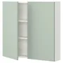 IKEA ENHET ЕНХЕТ, настінна шафа з 2 полицями/дверцят, білий/блідо-сіро-зелений, 80x17x75 см 394.968.77 фото