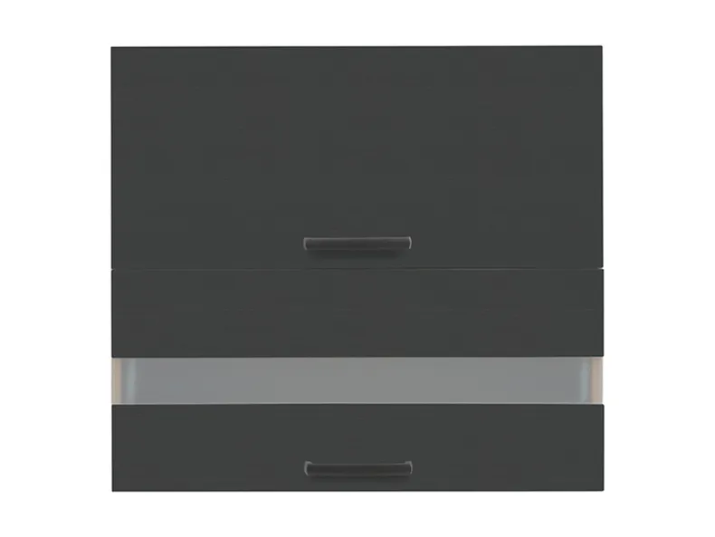 BRW Дводверна кухонна шафа Semi Line 80 см з вітриною вулканічного чорного кольору, чорний вулканічний SB_G2O_80/72_OV/O-DARV/CAW фото №1