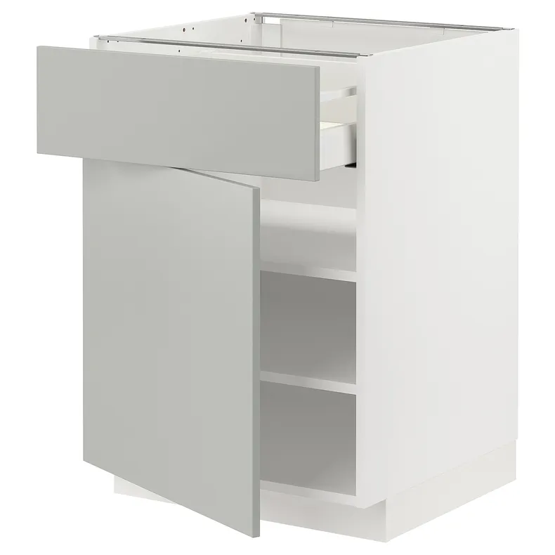 IKEA METOD МЕТОД / MAXIMERA МАКСИМЕРА, напольный шкаф с ящиком / дверцей, белый / светло-серый, 60x60 см 695.380.17 фото №1