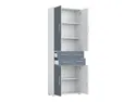 BRW Книжный шкаф Office Lux 79 см с 4 дверцами и 2 ящиками светло-серый, светло-серое/графитовое стекло REG4D2S/220-JSZ/GF фото thumb №3