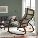 IKEA POÄNG ПОЕНГ, крісло-гойдалка, коричневий / ГУННАРЕД світло-зелений 795.019.71 фото thumb №3